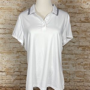 Tommy Bahama Golf Shirt Womens Short Sleeve Polo  White W Black Neck Stripe XL